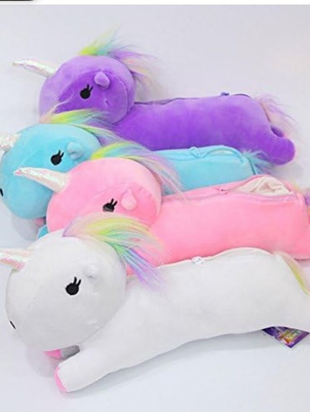 Minky-Plush Unicorn 🦄 Zip Pouch (White-Pink-Teal )🤍🩷🩵 12x6x4 - Picture 5 of 14
